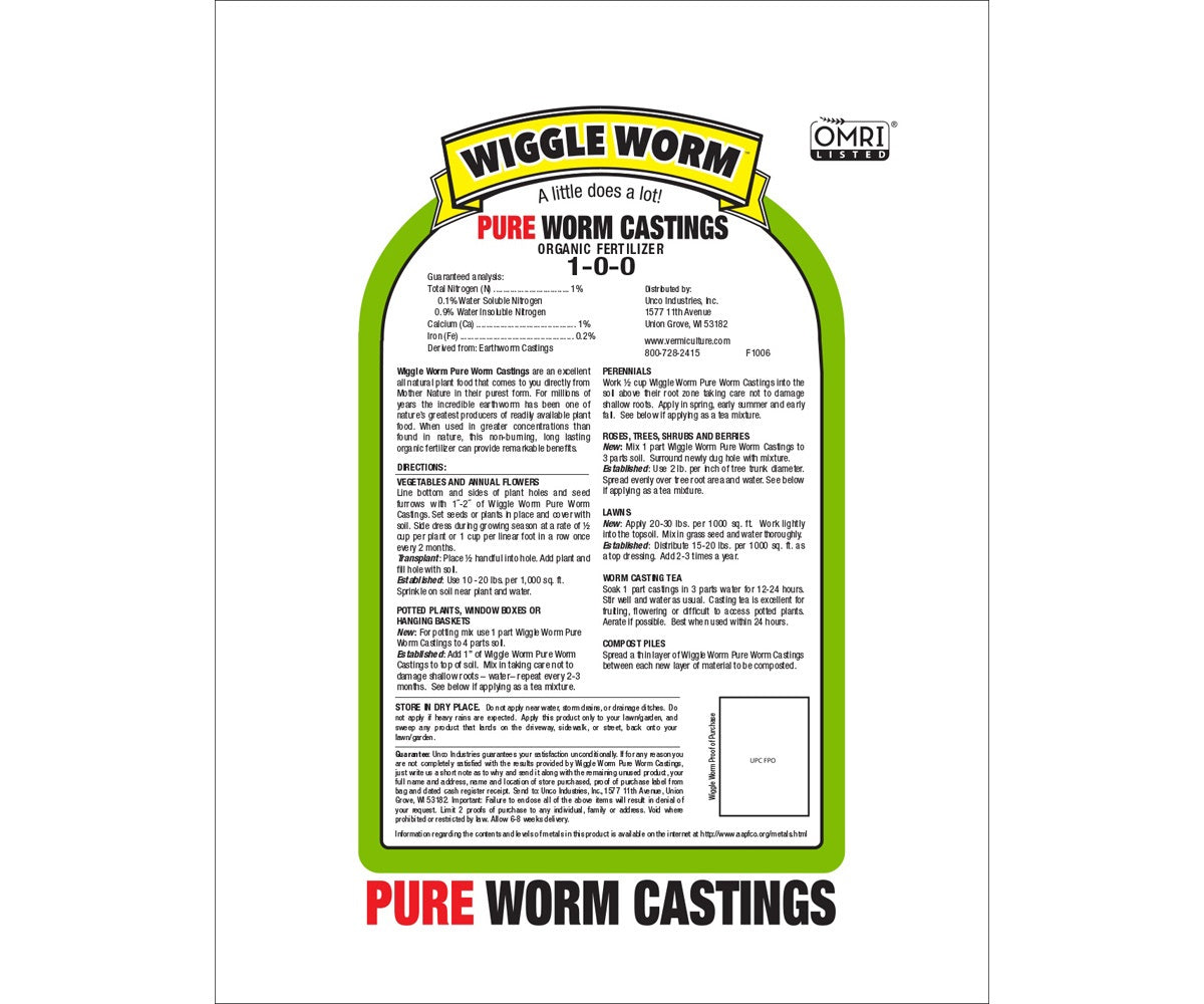 Wiggle Worm Pure Worm Castings Organic Fertilizer